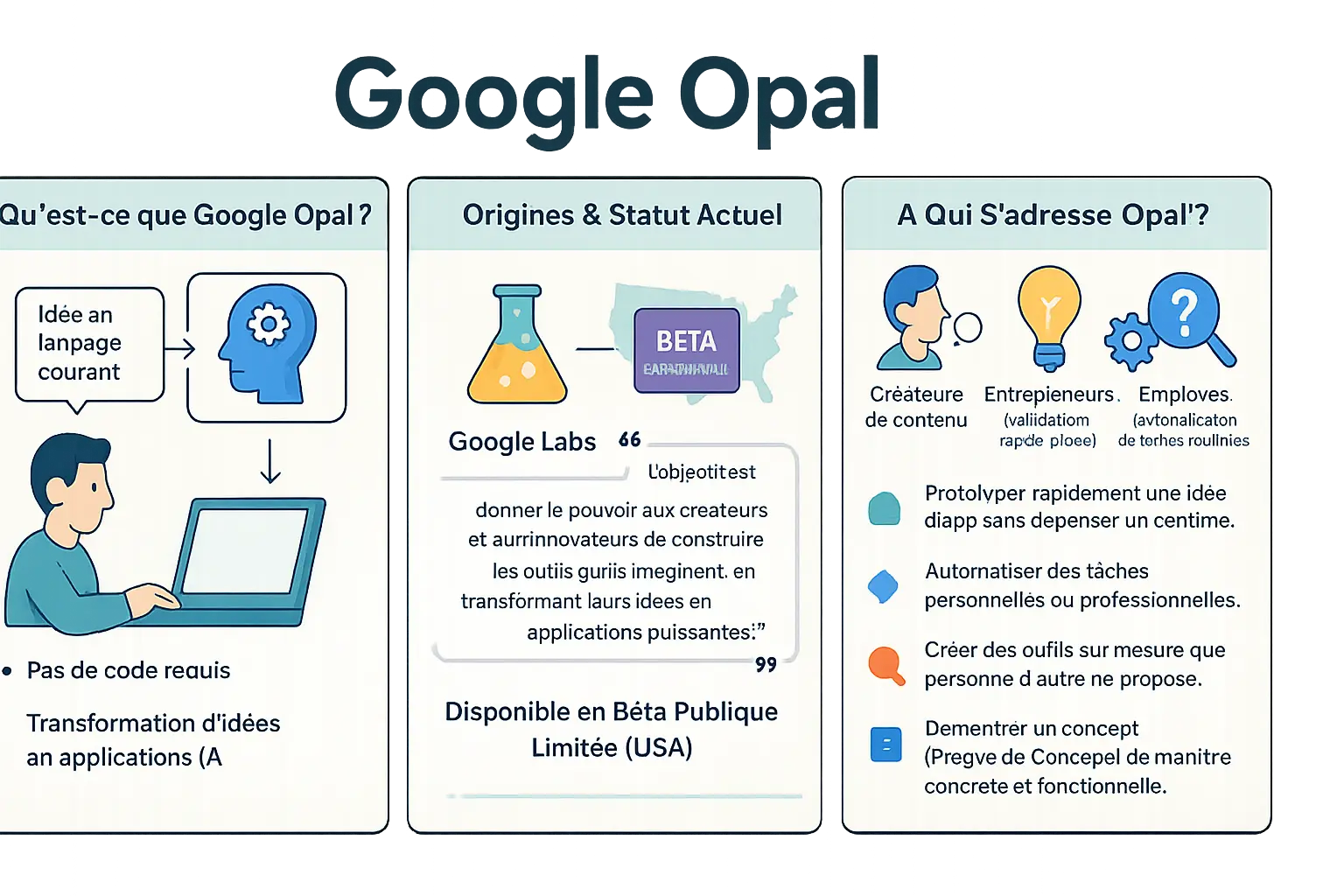 Interface visuelle de Google Opal en action