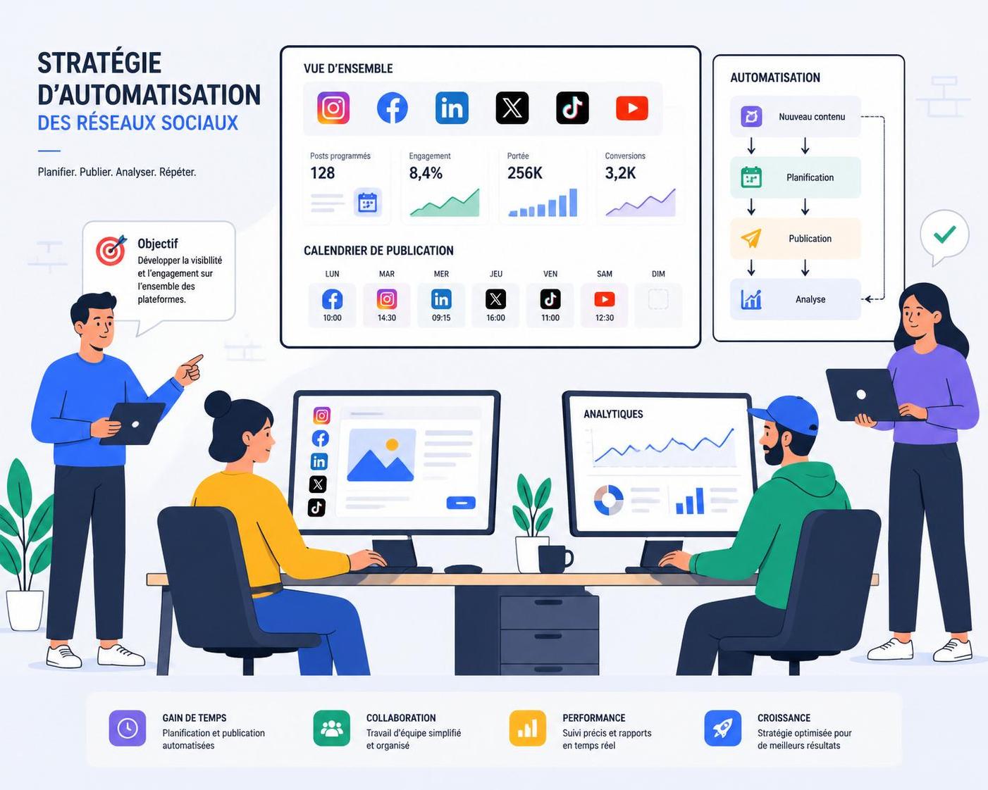découvrez comment mettre en place une automatisation des réseaux sociaux efficace, avec une stratégie propre et durable pour optimiser votre présence en ligne tout en respectant les bonnes pratiques.