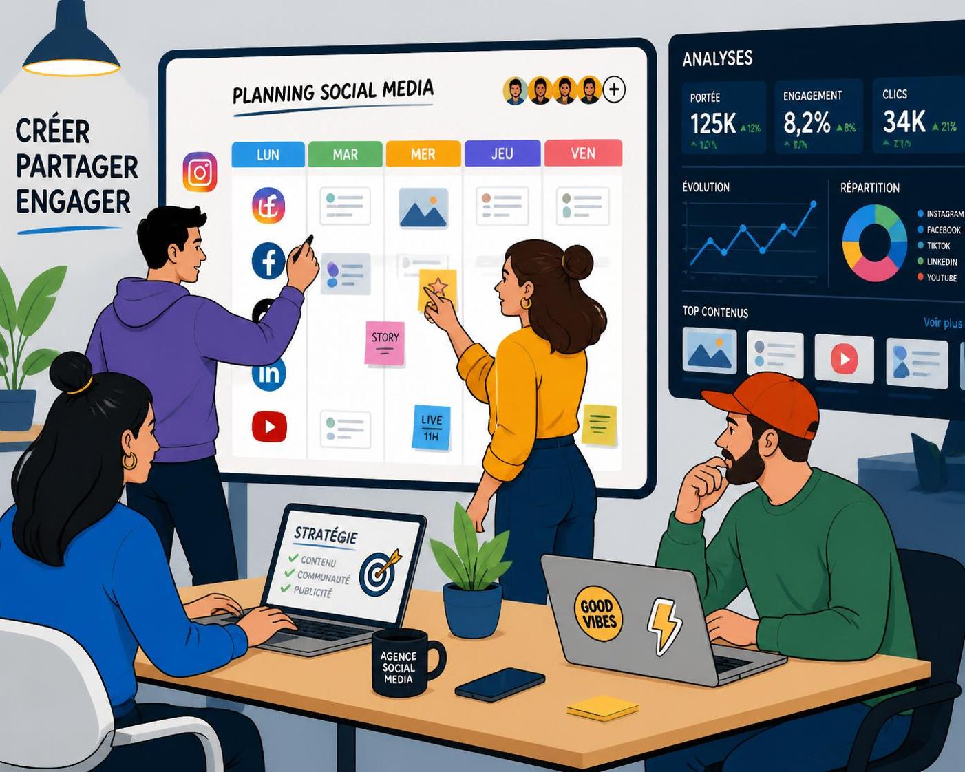 Agence media sociaux : boostez votre visibilité en ligne dès aujourd’hui 5 agence media sociaux spécialisée pour augmenter votre visibilité en ligne. stratégies personnalisées pour développer votre audience et engager vos clients dès aujourd'hui.