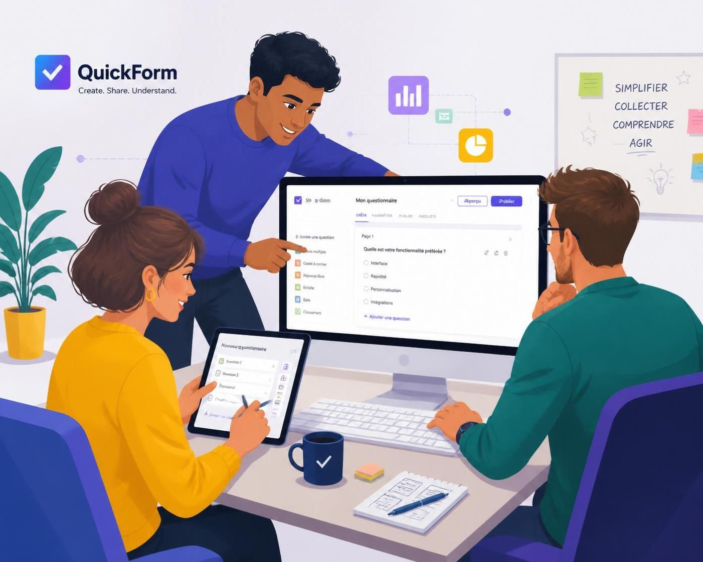 créez des questionnaires en ligne simples et performants pour optimiser la collecte de vos données et obtenir des résultats précis rapidement.