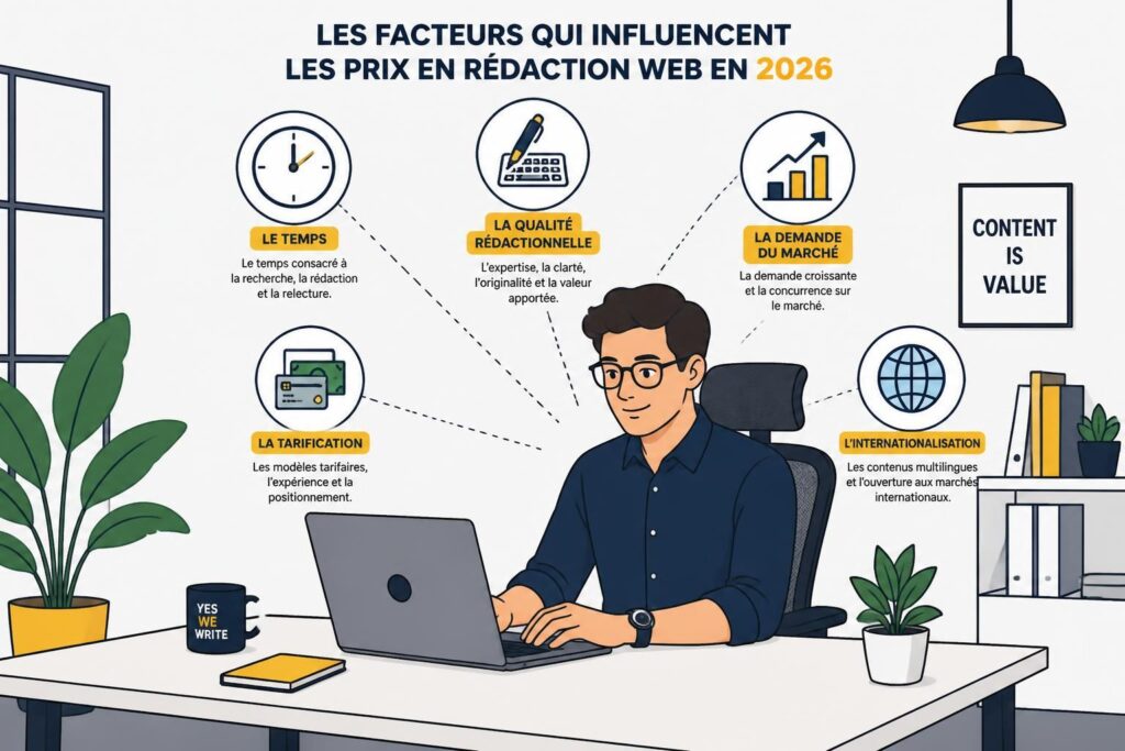 découvrez les critères essentiels qui influencent le tarif de la rédaction web en 2026 et apprenez à mieux comprendre les prix du marché pour optimiser vos projets.