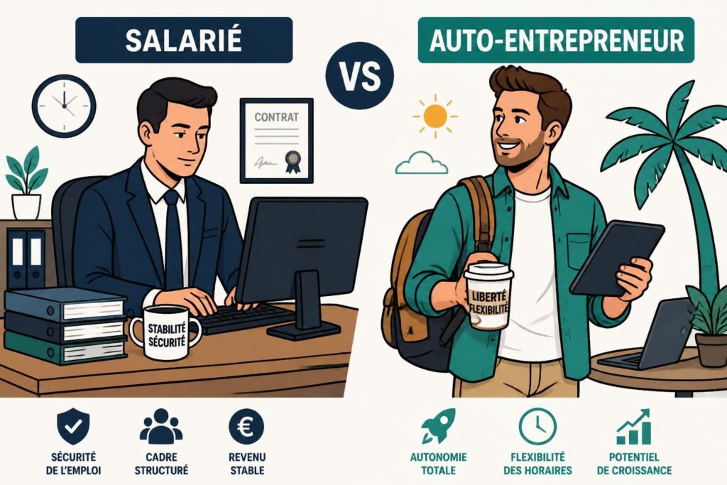 découvrez les différences essentielles entre être salarié et auto-entrepreneur, et ce que cela signifie concrètement pour votre vie professionnelle et personnelle.