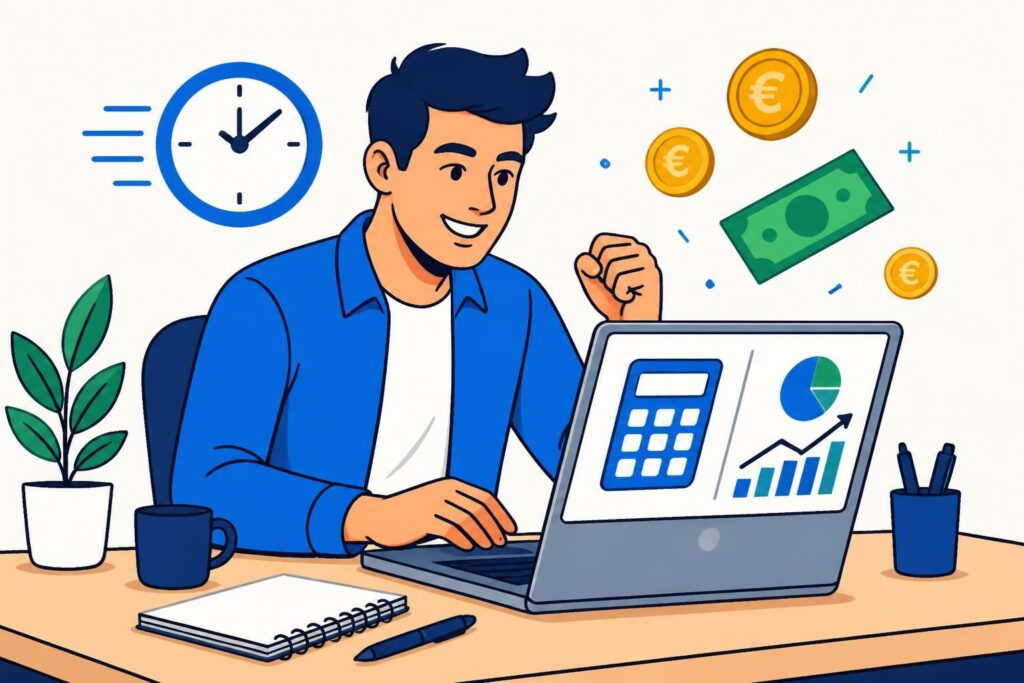 utilise notre simulateur urssaf pour auto-entrepreneurs et calcule rapidement tes cotisations sociales en seulement 2 minutes, facilement et précisément.