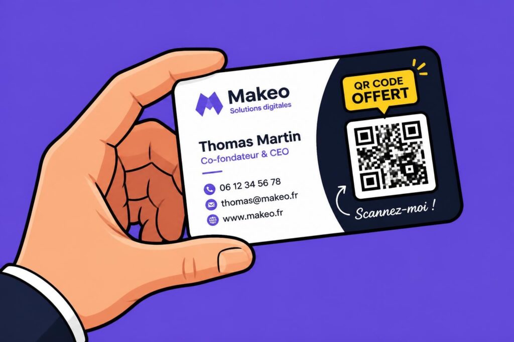 ajoutez facilement un qr code gratuit à votre carte de visite pour partager rapidement vos coordonnées et informations professionnelles.