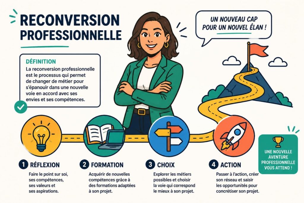 découvrez la reconversion professionnelle grâce à une définition simple et explorez les étapes clés pour réussir votre changement de carrière en toute sérénité.