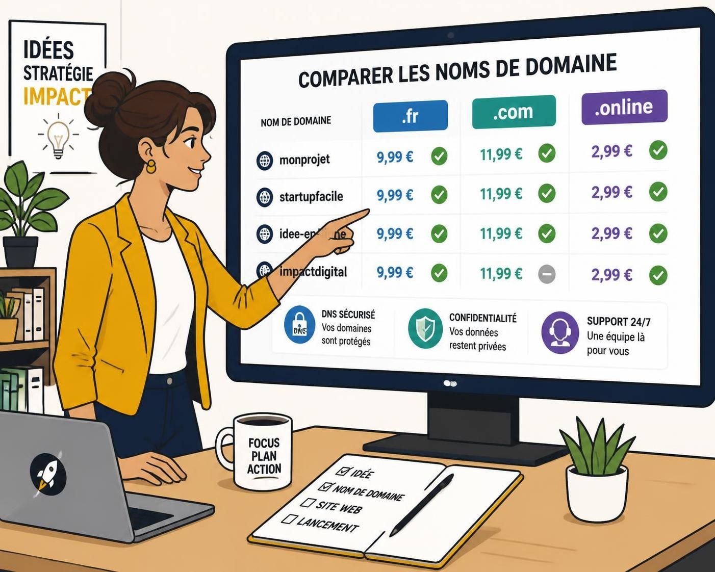 comparez les prix des noms de domaine facilement et trouvez l'offre la plus avantageuse pour payer le juste prix.