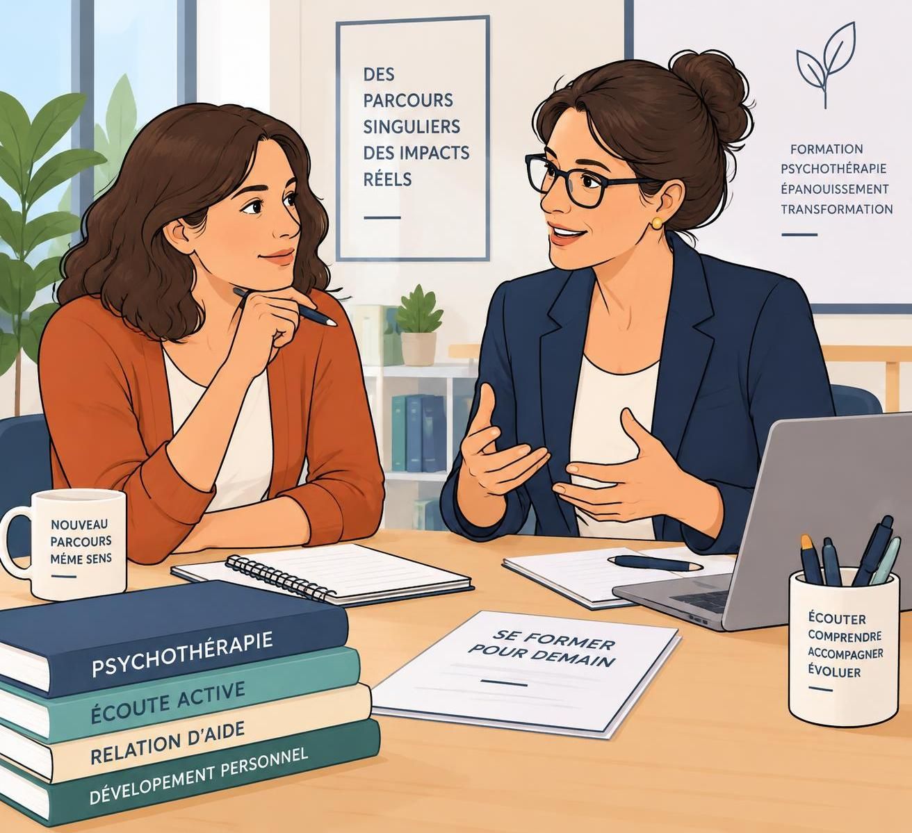 découvrez comment vous reconvertir dans l’accompagnement grâce à une formation en psychothérapie et explorez les compétences nécessaires pour exercer.
